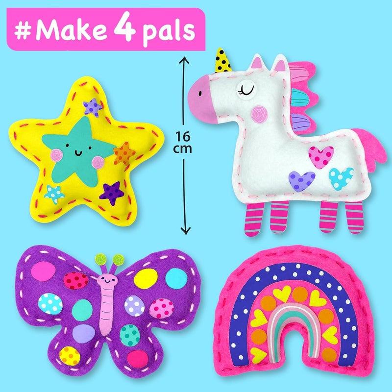 EZCRA Easy Arts and Crafts for Kids - No Mess Sewing Kit for Kids - 4 Easy to Do Unicorn Sewing Projects - Fun Felt Stickers - Tools with Instruction - Gifts for Girls Age 4,5,6,7,8 - Image 2